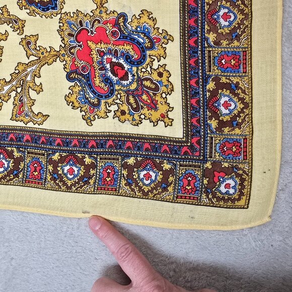 English Village Scarf Square Wool Japan Persian Inspired Baroque Floral Boho VTG - Picture 2 of 10